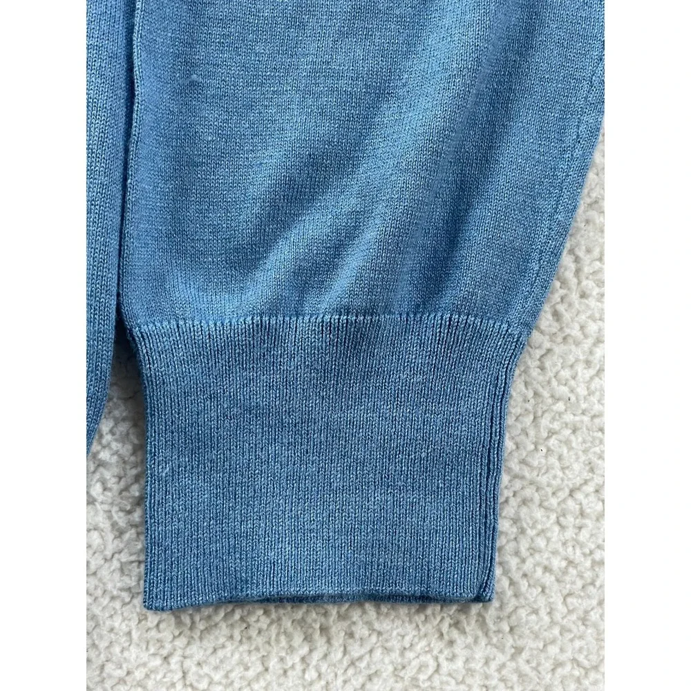 Banana Republic Men Medium Sweater Blue Silk Cotton Cashmere V-Neck Luxury Blend